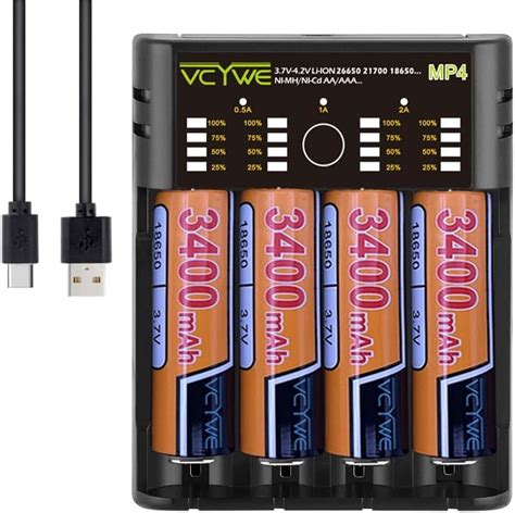4 Slots Smart Charger 18650 Battery Charger Pack Compatible .